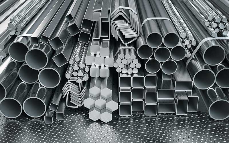 Swastik Steel assorted steel products montage – sheets, beams, rods and industrial materials